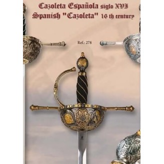 ESPADA CAZOLETA ESPAÑOLA SIGLO XVI PAVONADA